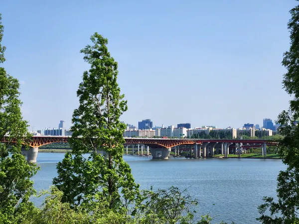 Korean river & architecture aesthetic wallpaper for phone