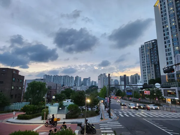 Korean street & sunset & river aesthetic wallpaper for phone