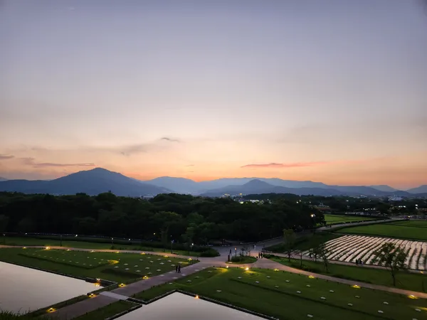 Korean park & sunset & nature aesthetic wallpaper for phone