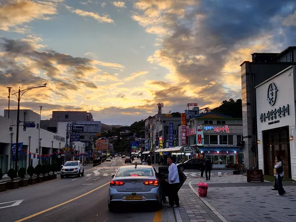 Korean street & sunset & sea aesthetic wallpaper for phone