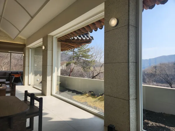 Korean hanok & cafe-culture & mountain aesthetic wallpaper for phone