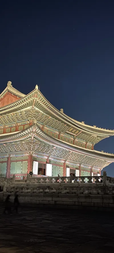 Korean architecture & hanok & seoul-nights aesthetic wallpaper for phone