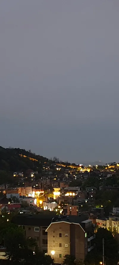 Korean architecture & mountain & seoul-nights & sunset aesthetic wallpaper for phone