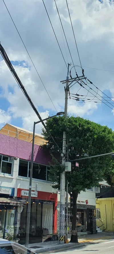 Korean street & cafe-culture & mountain aesthetic wallpaper for phone