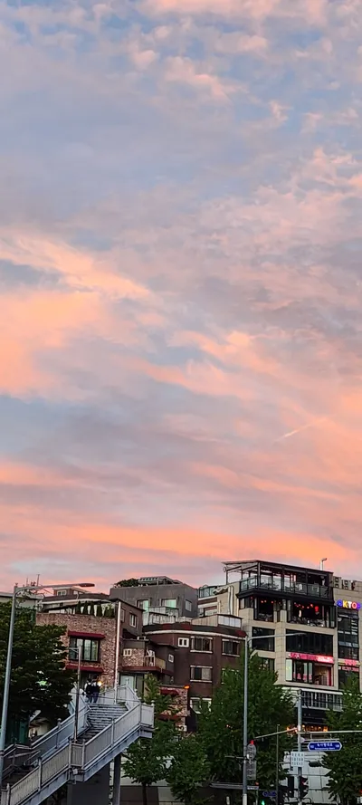 Korean seoul-nights & sunset & architecture aesthetic wallpaper for phone
