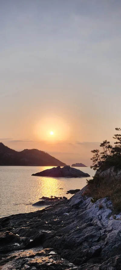 Korean sea & sunset & mountain & aesthetic aesthetic wallpaper for phone