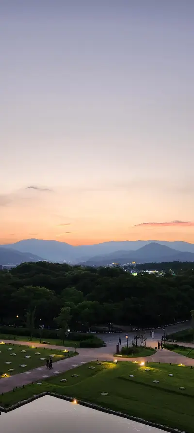 Korean park & sunset & nature aesthetic wallpaper for phone