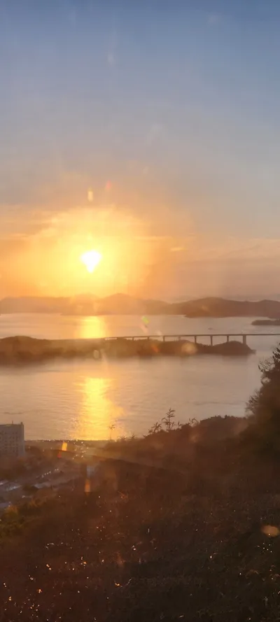 Korean sunset & sea & mountain & nature aesthetic wallpaper for phone