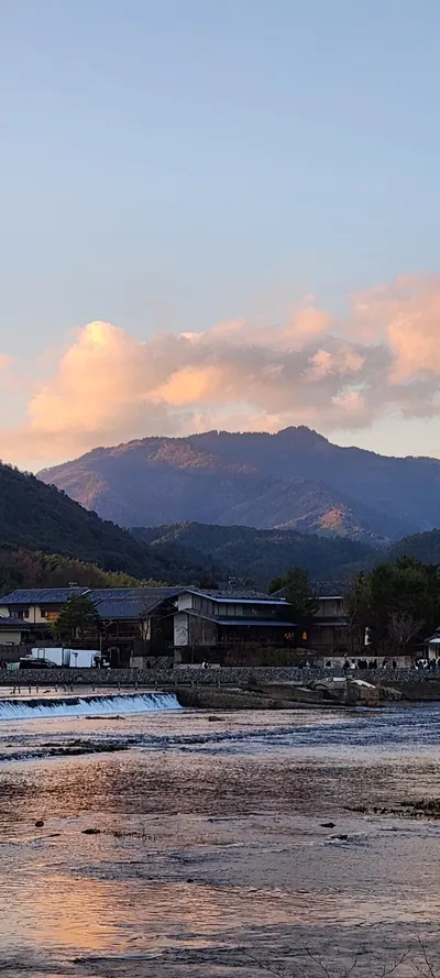 Sunset & Mountains & Trails & River & Lake travel wallpaper