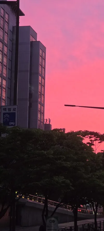 Korean Sunset & Street & Architecture aesthetic wallpaper for phone