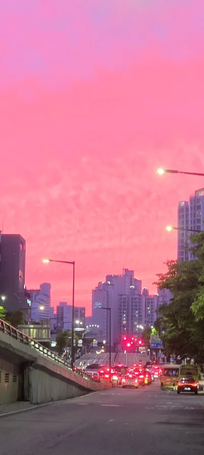 Korean Sunset & Street & Architecture aesthetic wallpaper for phone