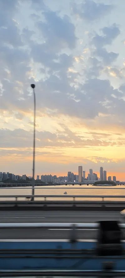 Korean Sunset & River & Lake & Street aesthetic wallpaper for phone