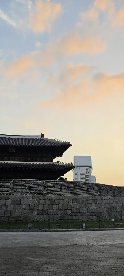 Korean Architecture & Sunset & Street aesthetic wallpaper for phone