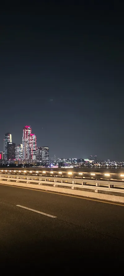 Korean Seoul Nights & River & Lake & Street aesthetic wallpaper for phone