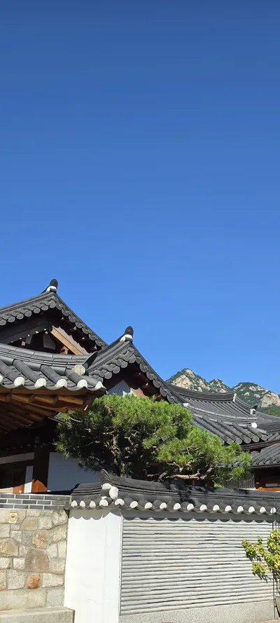韓国の韓屋・山・トレイル・建築の無料壁紙