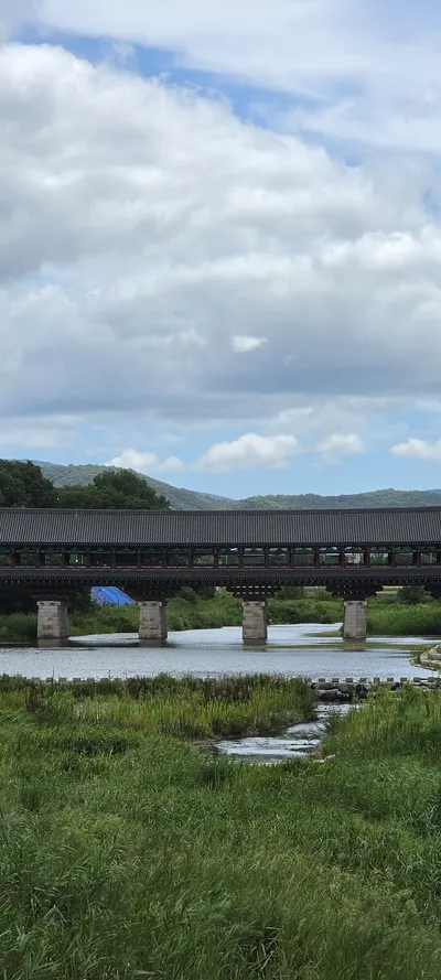 Korean Architecture & River & Lake & Nature aesthetic wallpaper for phone